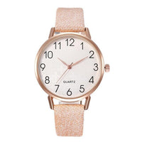 Simple Number Dial Leather Strap Ladies Watches