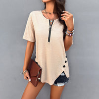 Women's casual solid color short-sleeved top