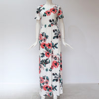 Short sleeve printed Long Maxi Dress