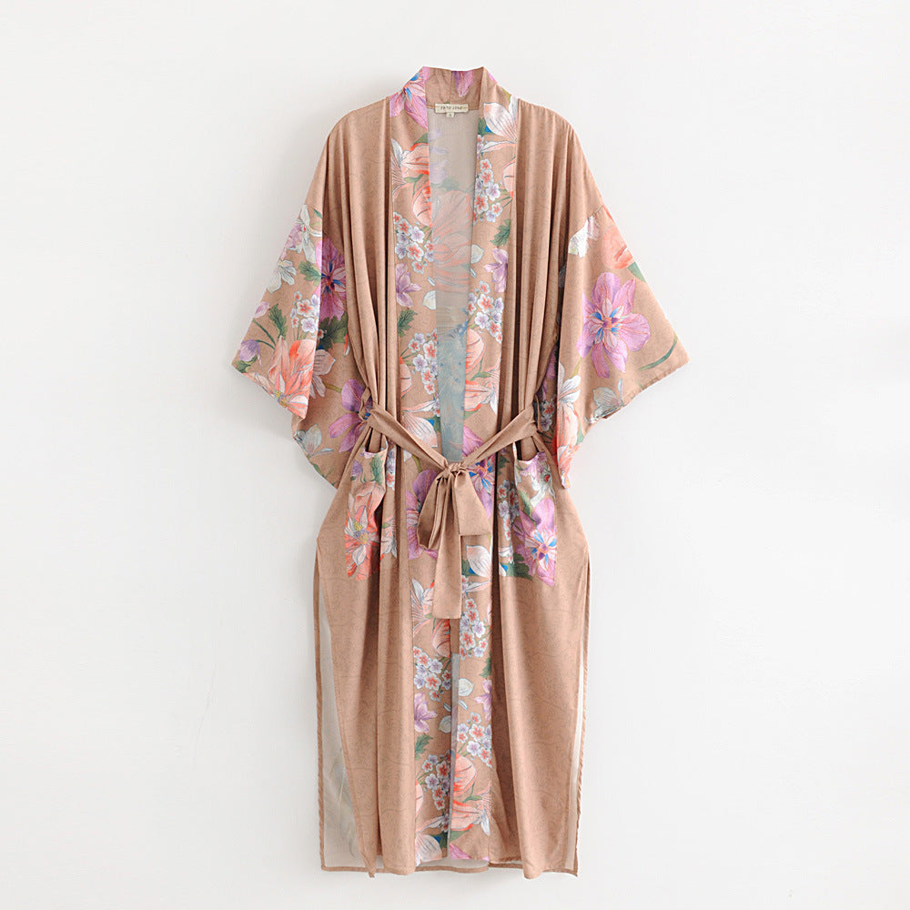 Women's Peacock printed Kimono