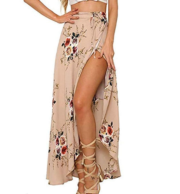 Bohemian style irregular split beach summer skirt