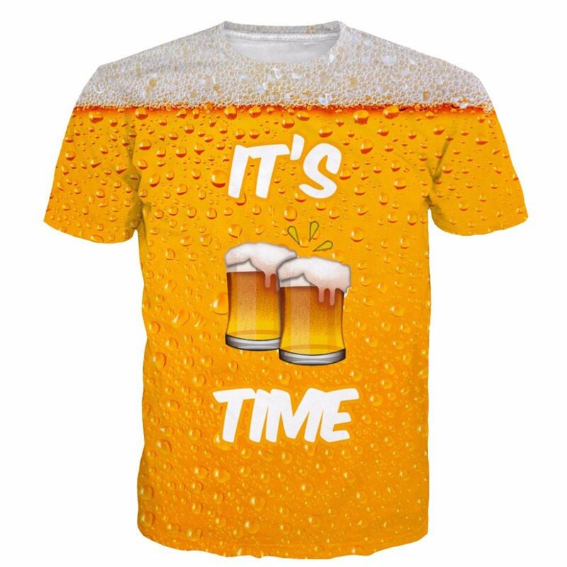 Funny beer time printed t shirt