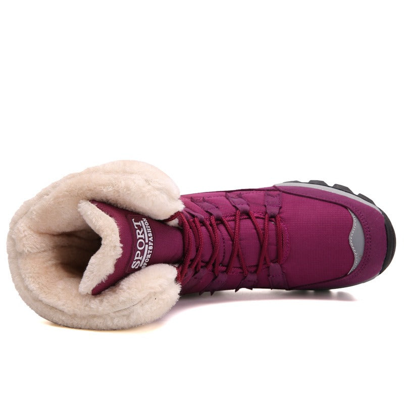 Women's winter plush warm cotton shoes, snow boots, high top cotton shoes