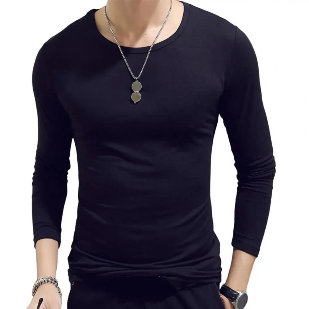 Casual O-neck Long Sleeve Slim Top