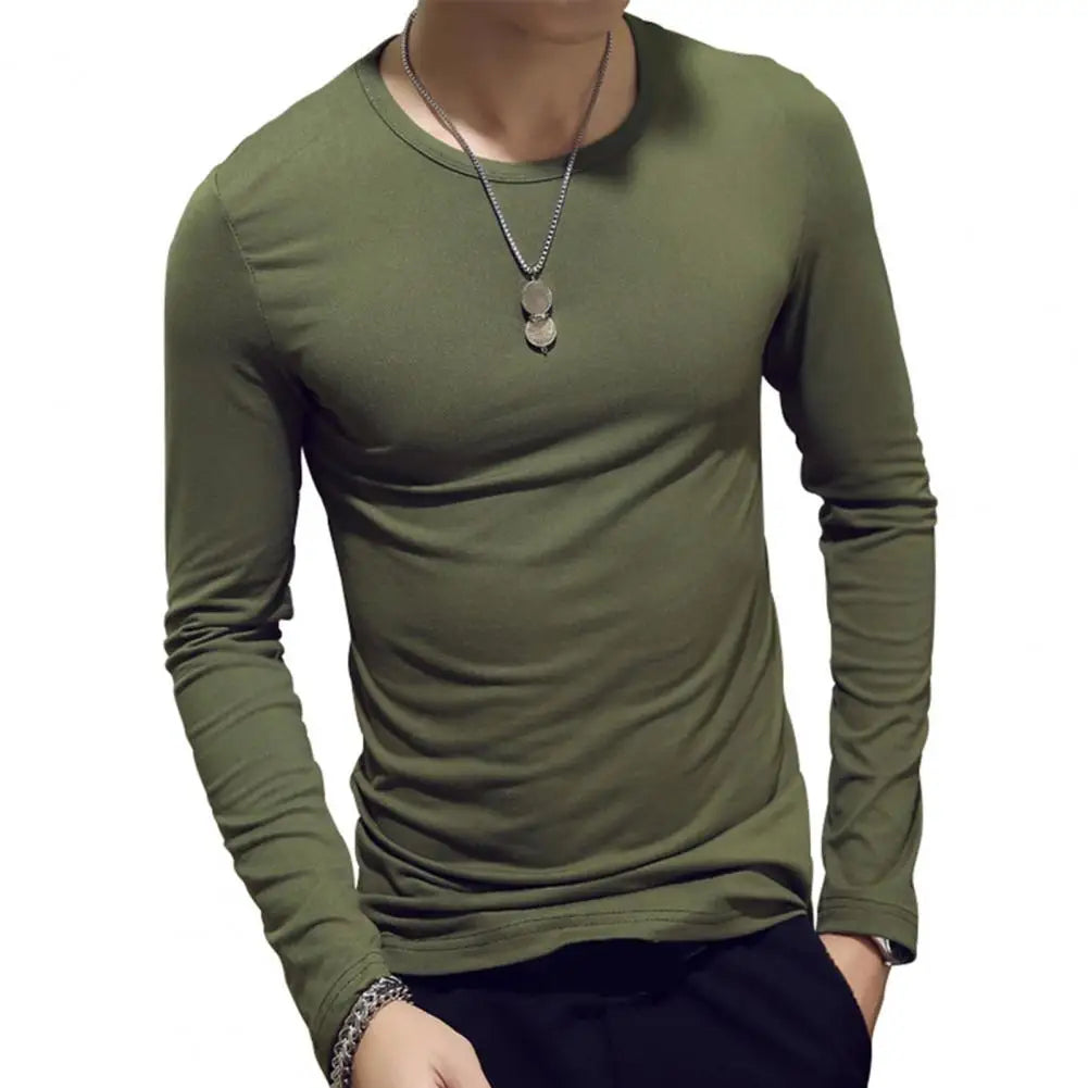 Casual O-neck Long Sleeve Slim Top