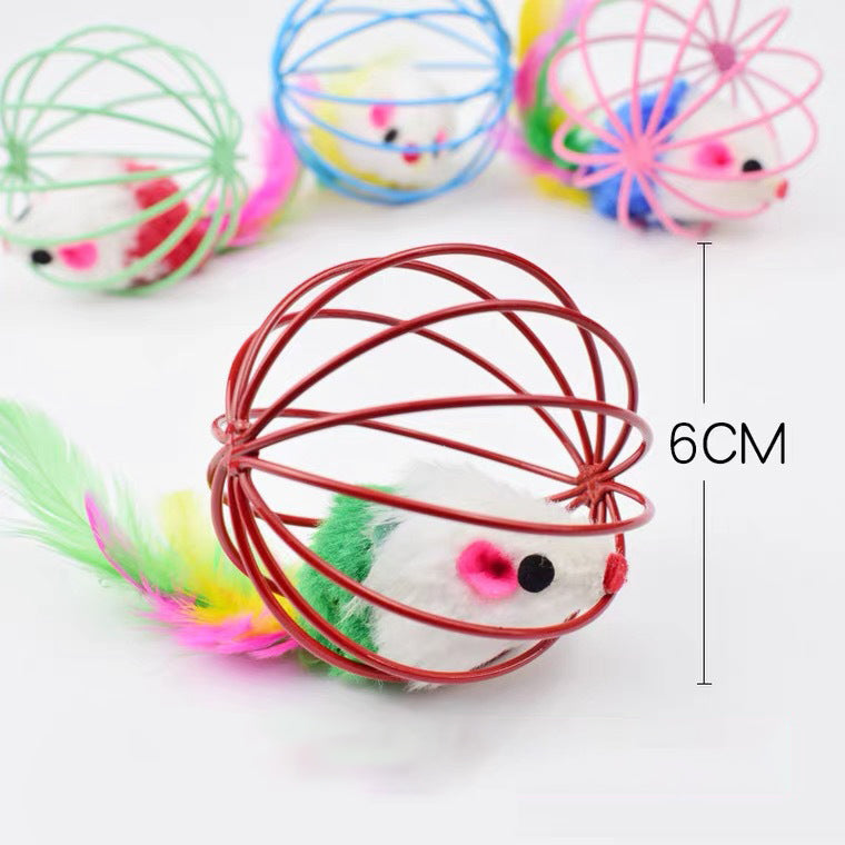 Feather tail Cage Mouse Toys For Cats