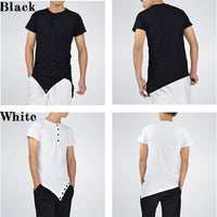 Button neck  long cut tshirt