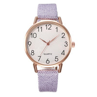 Simple Number Dial Leather Strap Ladies Watches