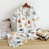 Cute cat print cotton skin friendly sleepwear