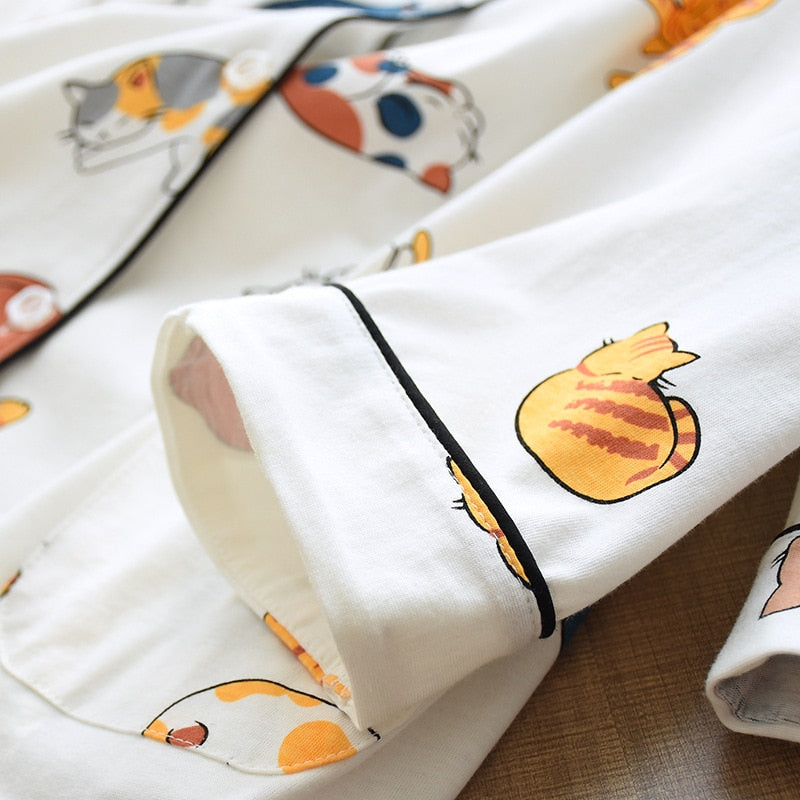 Cute cat print cotton skin friendly sleepwear