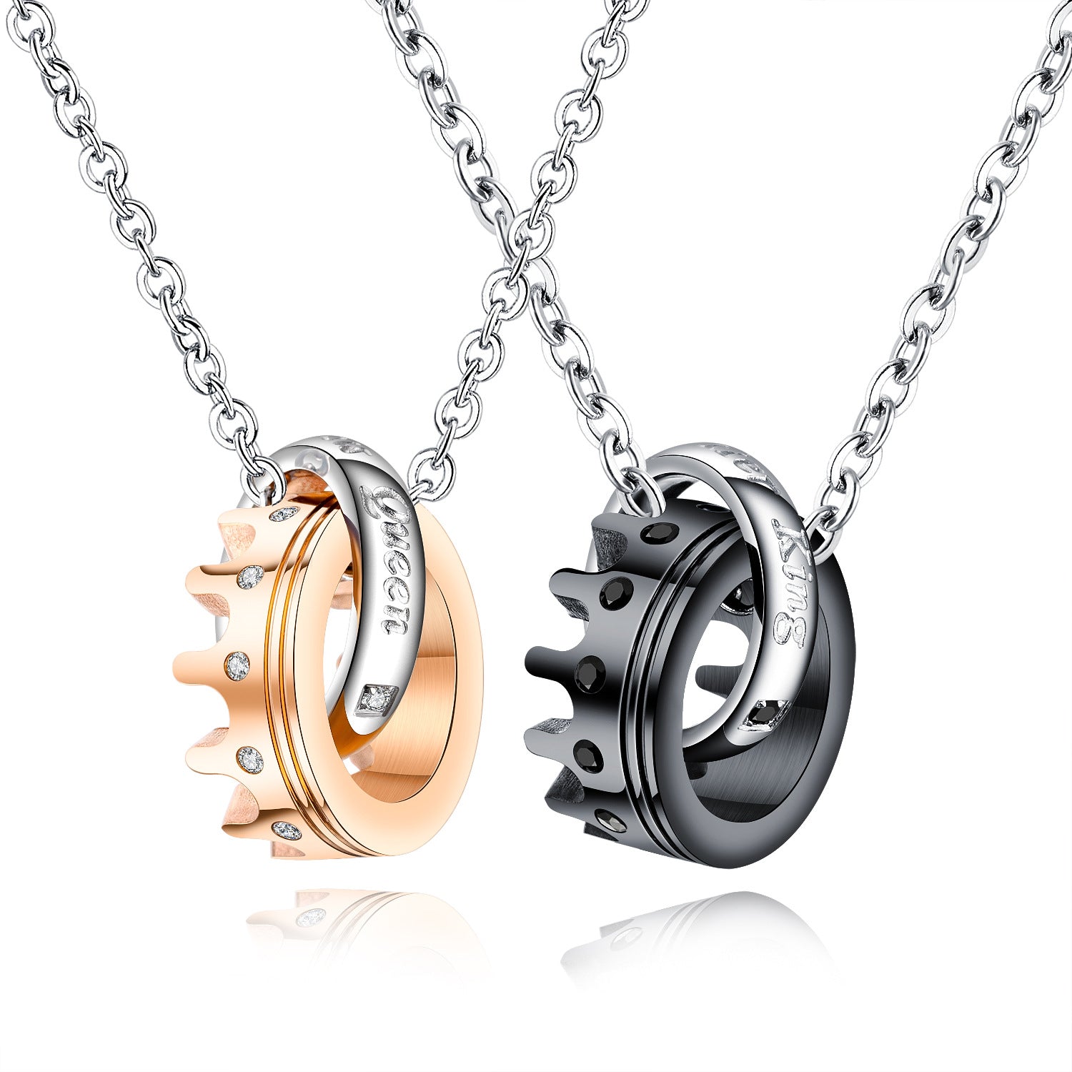 His Queen Her King Titanium Couples Valentine's Day Gift