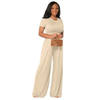 European American Plus Size Casual Wide Leg Set