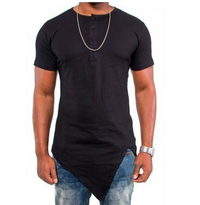 Button neck  long cut tshirt