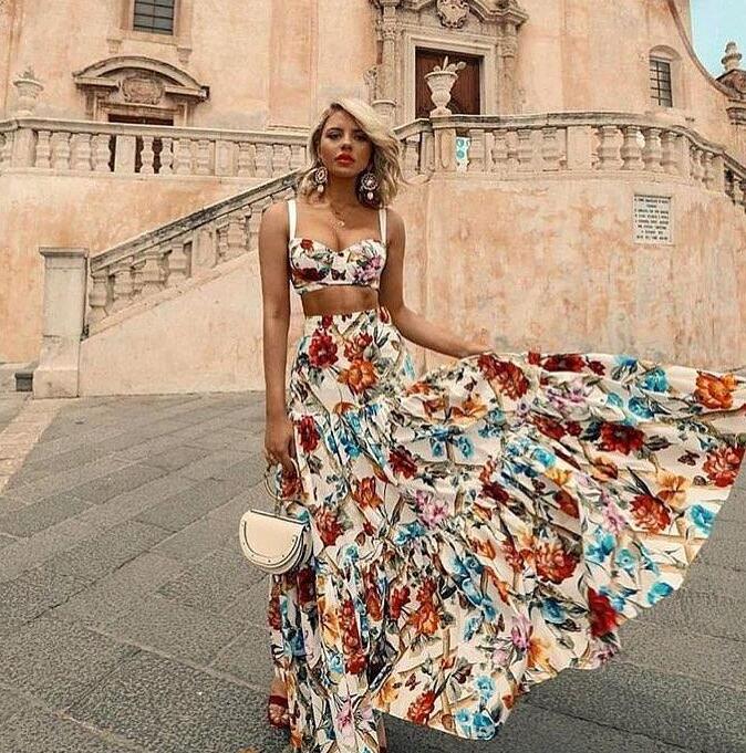 Bohemian Woman Printed Maxi Dress
