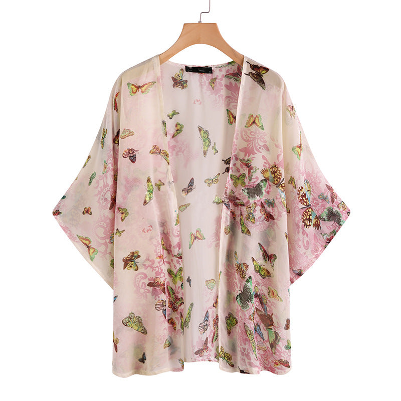 Summer Women's Retro Print Sun Protection Kimono