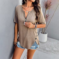 Women's casual solid color short-sleeved top