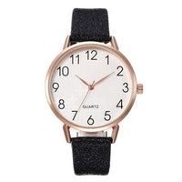 Simple Number Dial Leather Strap Ladies Watches