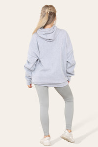 Women's Oversized Ruched Sleeve Hoodie & High-Waisted Ribbed Leggings Set – Satin Ribbon Detail