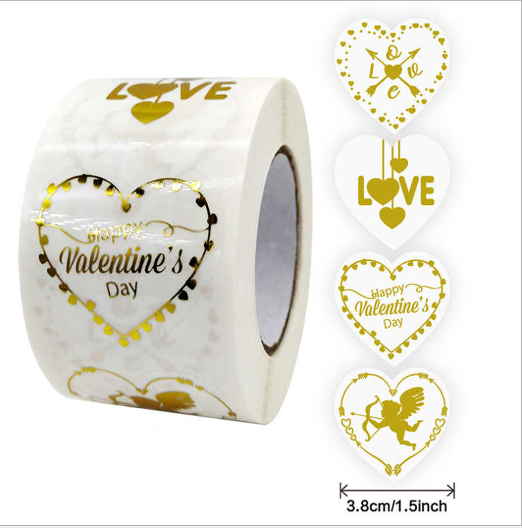 500pcs/roll Valentines Gift Bags Stickers