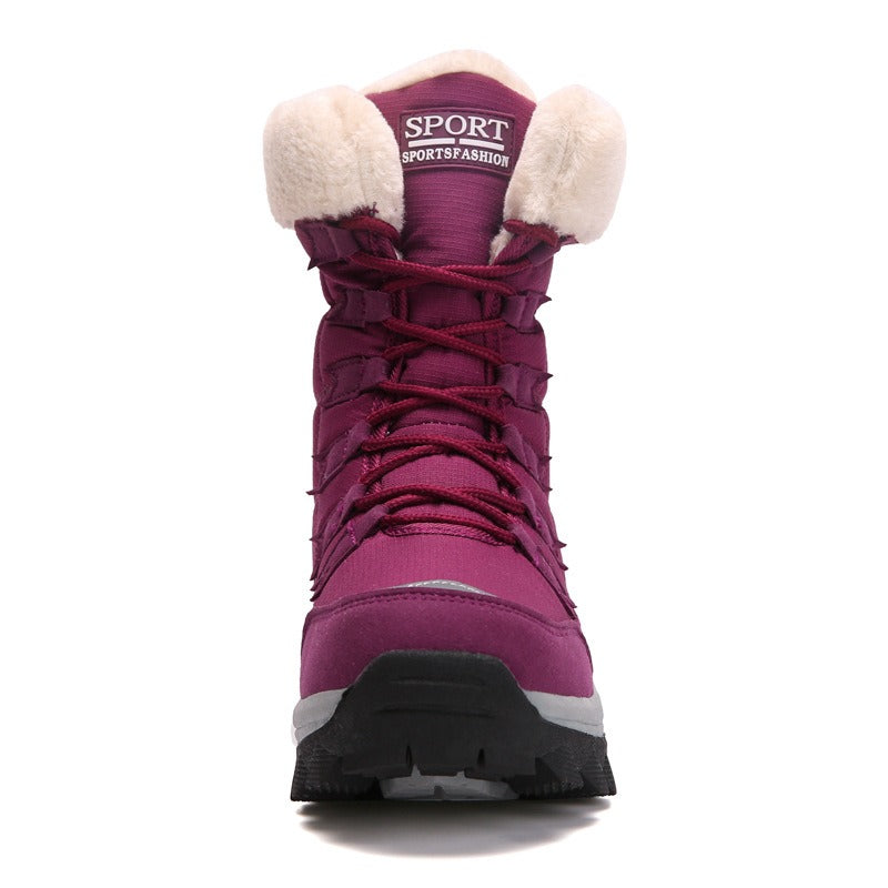 Women's winter plush warm cotton shoes, snow boots, high top cotton shoes