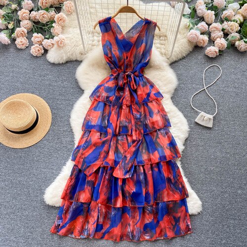 Summer  Women  Cross Back  Strap long beach party Dress