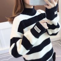 Turtleneck Stripe Thick Sweater