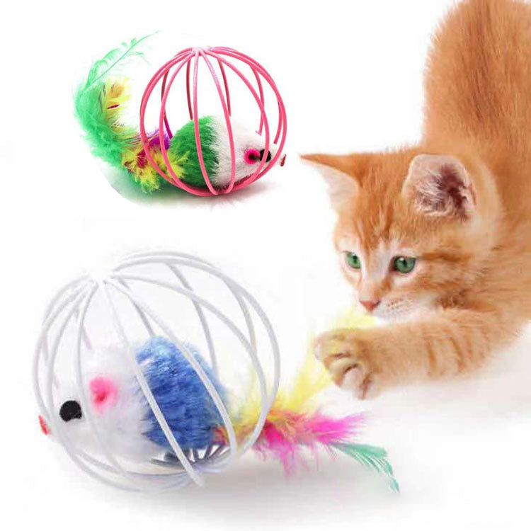 Feather tail Cage Mouse Toys For Cats