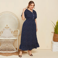 Large Size Women Summer Polka Dot Dress