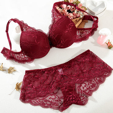 Women transparent push up bra and panty set