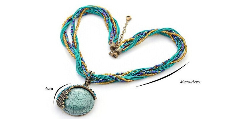 Popular Fashion Bohemian Turquoise Handwoven Necklace Pendant for Women