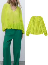 Fashion Women Pleated Blouses