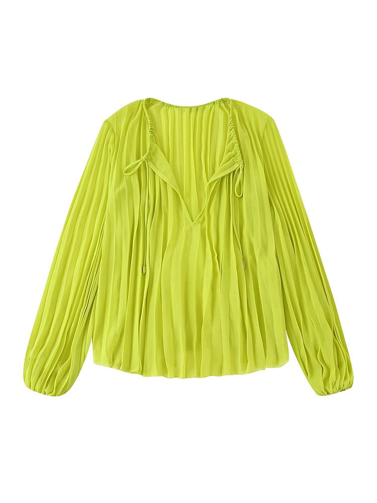 Fashion Women Pleated Blouses