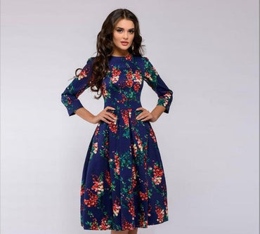 Round neck flower printed dress