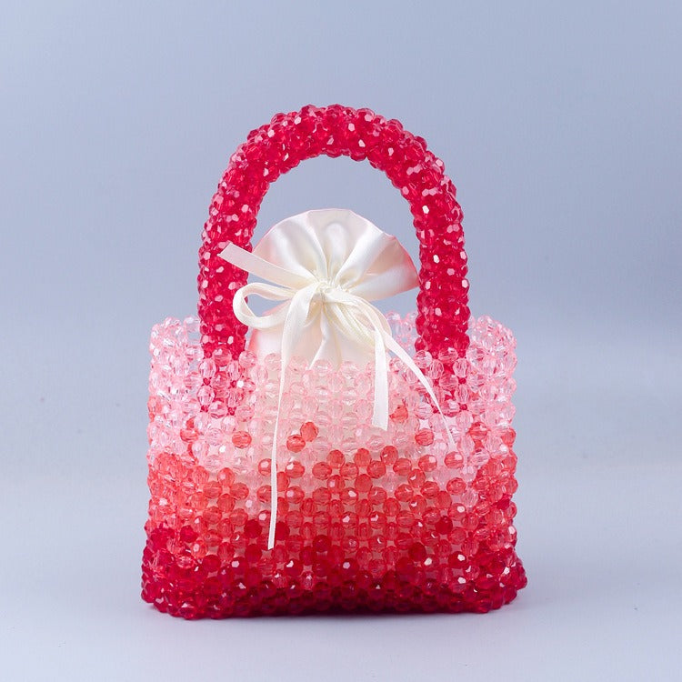 Handmade beaded woven crystal bead handbag
