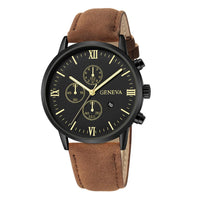 Leather strap men wristwatch