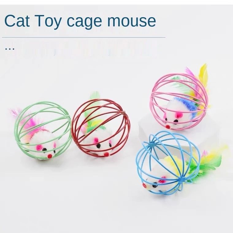 Feather tail Cage Mouse Toys For Cats