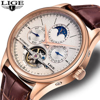 LIGE Brand  Automatic Mechanical Watch for men