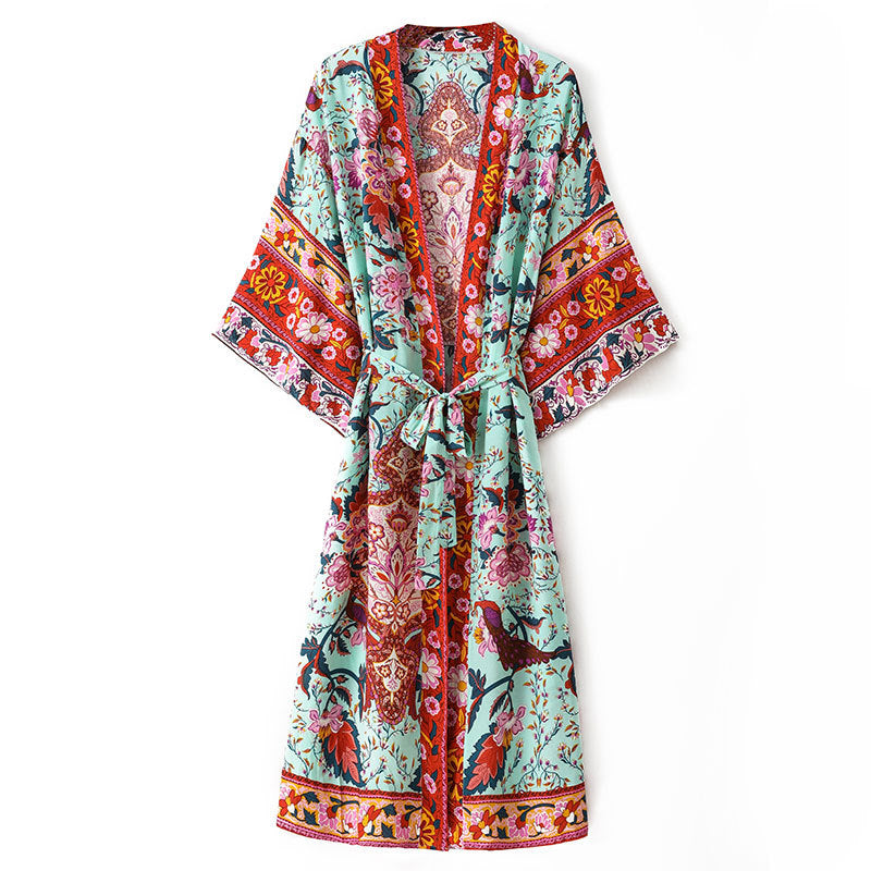 Bohemian Cotton Printed Cardigan Kimono
