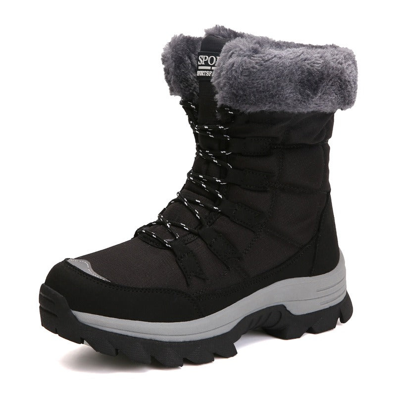 Women's winter plush warm cotton shoes, snow boots, high top cotton shoes