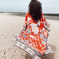 Quick Dry Crane Flower Beach Kimono