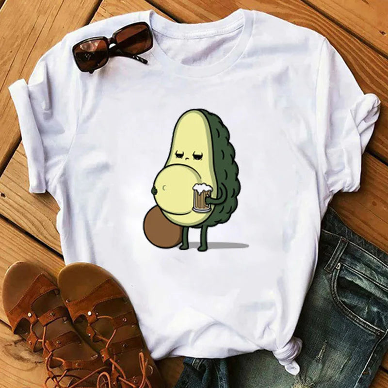 Kawaii cartoon avocado short sleeve T-shirt