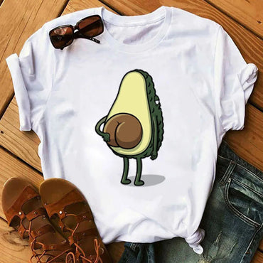 Kawaii cartoon avocado short sleeve T-shirt
