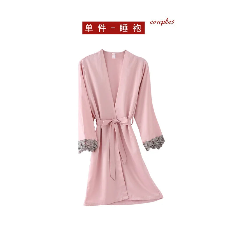 Womens lace satin pajamas gown set