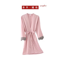 Womens lace satin pajamas gown set