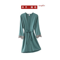 Womens lace satin pajamas gown set