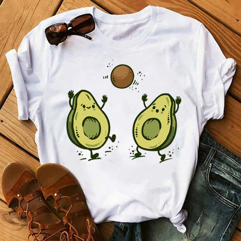 Kawaii cartoon avocado short sleeve T-shirt