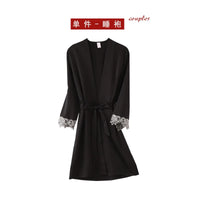 Womens lace satin pajamas gown set