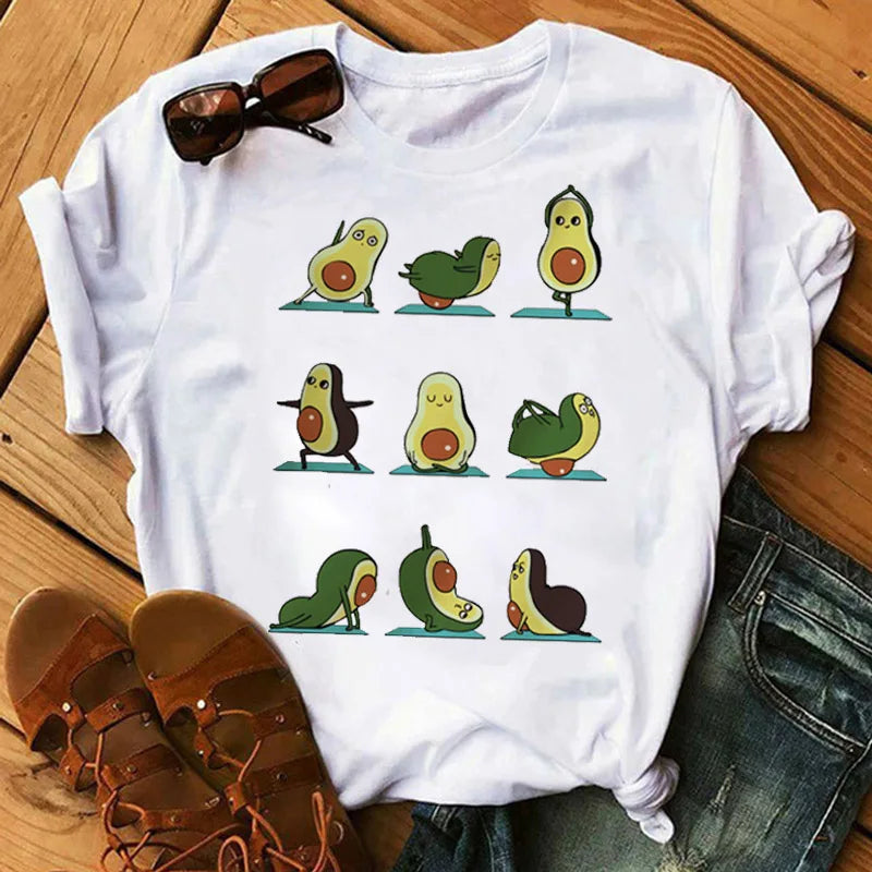 Kawaii cartoon avocado short sleeve T-shirt