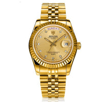 Holuns Gold Diamond Role Quartz Stainless  Men Watches