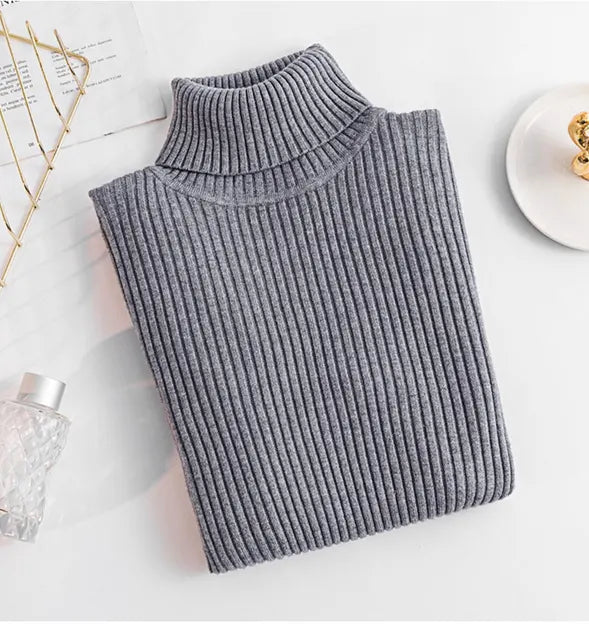 Solid Color Women Turtleneck Sweater